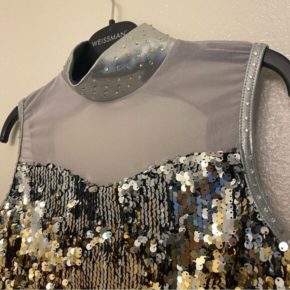 WEISSMAN Dance Costume gold ombre sequin biketard Party Party Party 16242 MA - Picture 6 of 15